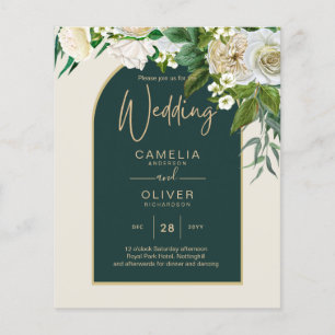 Prospectus 11,4 Cm X 14,2 Cm BUDGET White Roses Forêt Vert Mariage d'hiver INV