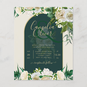 Prospectus 11,4 Cm X 14,2 Cm BUDGET White Roses Forêt Vert Mariage d'hiver INV