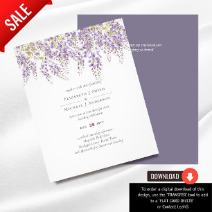 Prospectus 11,4 Cm X 14,2 Cm BUDGET Wisteria Purple Floral Wedding Invite