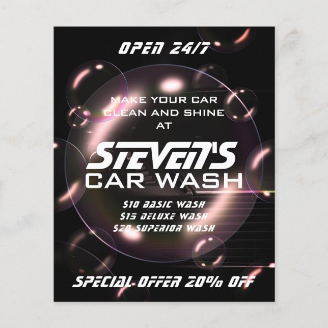 Prospectus 11,4 Cm X 14,2 Cm Bulles de savon lavage de voiture (Devant)