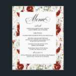 Prospectus 11,4 Cm X 14,2 Cm Burgundy Red White Floral Elegant Wedding Menu<br><div class="desc">White,  terracotta and burgundy red romantic flowers white menu cards</div>