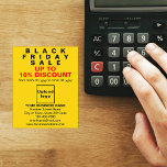 Prospectus 11,4 Cm X 14,2 Cm Business Black Vendredi Vente sur flyer jaune<br><div class="desc">Circulaire personnalisable avec Black Friday Sale, votre nom d'entreprise et d'autres informations de votre entreprise, un matériel marketing que vous pouvez utiliser pour attirer plus de clients. Customisez-le et distribuez-le afin d'attirer plus de clients pour acheter vos produits ou clients pour aimer vos services. Les couleurs design sont des textes...</div>