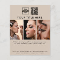 Business Logo Beige Beauty Salon 3 Photos QR Code