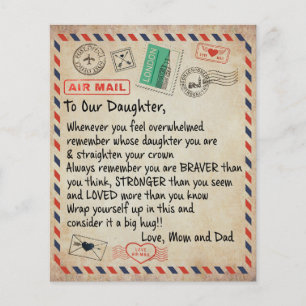 Prospectus 11,4 Cm X 14,2 Cm Cadeau pour ma fille, Lettre d'amour à notre fille