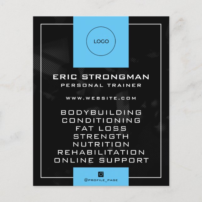 Prospectus 11,4 Cm X 14,2 Cm Cadre moderne noir et bleu (Devant)