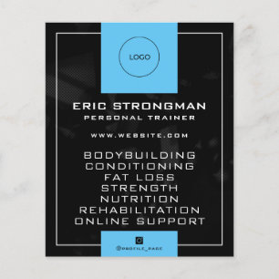 Prospectus 11,4 Cm X 14,2 Cm Cadre moderne noir et bleu