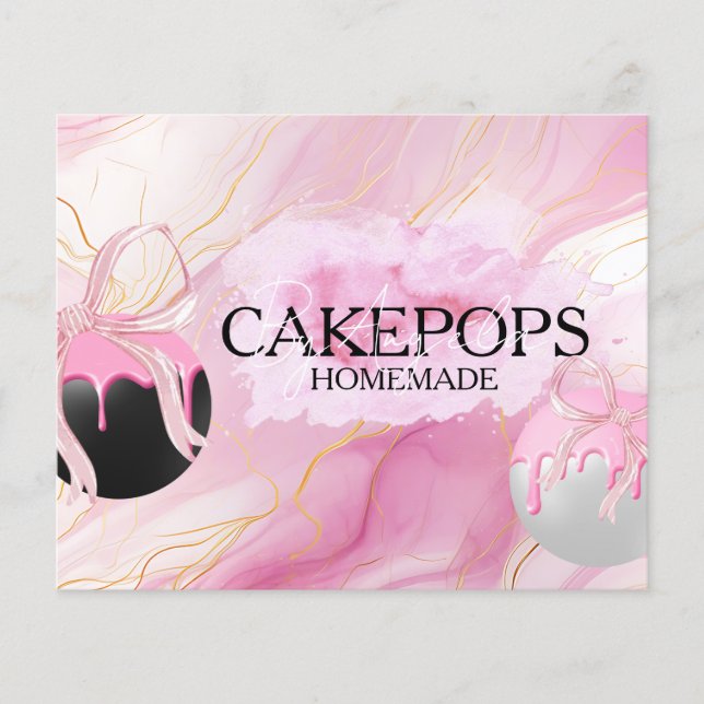 Prospectus 11,4 Cm X 14,2 Cm Cake Pops Baker Bakery Treats Pink (Devant)