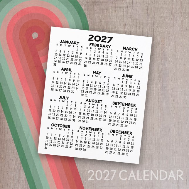 Prospectus 11,4 Cm X 14,2 Cm Calendrier annuel 2027 - Minimaliste de base (2027 Calendar)