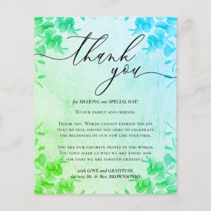 Prospectus 11,4 Cm X 14,2 Cm Calligraphie Eucalyptus budget vert Merci