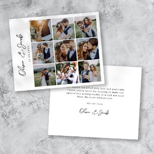 Prospectus 11,4 Cm X 14,2 Cm Calligraphie Moderne Photo Mariage Remerciements