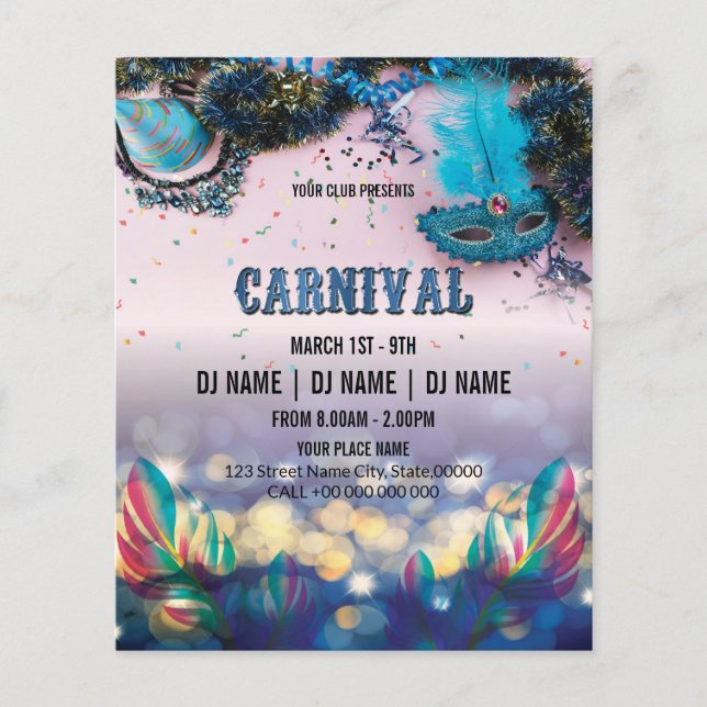 Prospectus 11,4 Cm X 14,2 Cm Carnival Party Flyer (Devant)