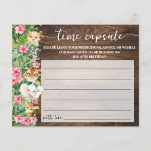 Prospectus 11,4 Cm X 14,2 Cm Carte de Baby Shower Capsule Temporelle Safari Ros