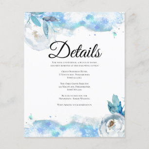 Prospectus 11,4 Cm X 14,2 Cm Carte de détails de mariage élégant/budget. Flyer