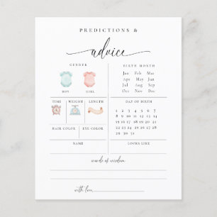 Prospectus 11,4 Cm X 14,2 Cm Carte de jeu de Baby shower de conseils de prédict