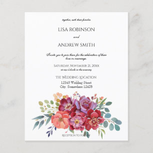 Prospectus 11,4 Cm X 14,2 Cm Carte de mariage Florale Tropicale Rose Budget Bla