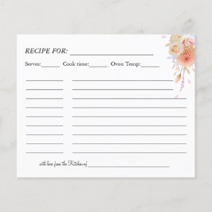 Prospectus 11,4 Cm X 14,2 Cm Carte de recette Mariage floral