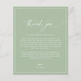 Prospectus 11,4 Cm X 14,2 Cm Carte de remerciements Mariage vert Budget Sage