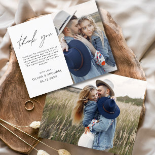 Prospectus 11,4 Cm X 14,2 Cm Carte de remerciements minimaliste photo Mariage b