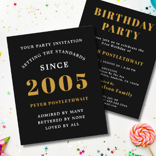 Prospectus 11,4 Cm X 14,2 Cm Carte d'invitation 21 ans Budget 2005 Noir Or