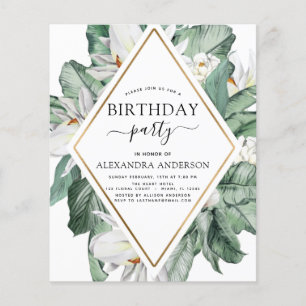 Prospectus 11,4 Cm X 14,2 Cm Carte d'invitation d'anniversaire Magnolia Tropica