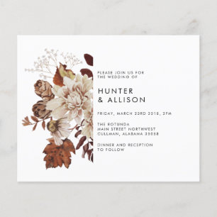 Prospectus 11,4 Cm X 14,2 Cm Carte d'invitation de mariage florale d'automne
