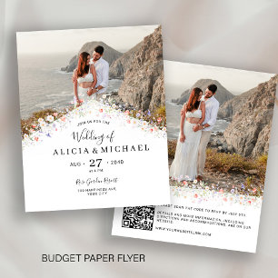 Prospectus 11,4 Cm X 14,2 Cm Carte d'invitation de mariage photo code QR budget