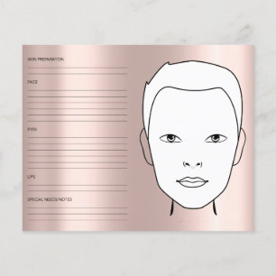 Prospectus 11,4 Cm X 14,2 Cm Carte faciale Maquillage cosmétologiste neutre par