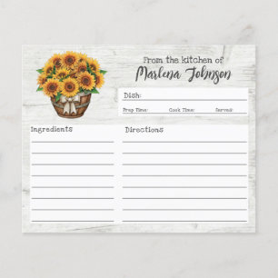 Prospectus 11,4 Cm X 14,2 Cm Carte Recette personnalisée Bois rustique & Tourne