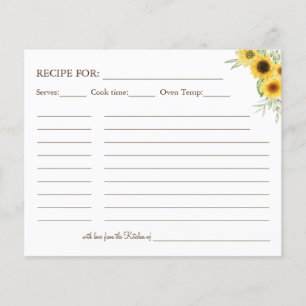 Prospectus 11,4 Cm X 14,2 Cm Carte Recette Tournesol vert