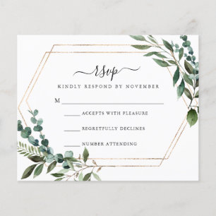 Prospectus 11,4 Cm X 14,2 Cm Carte RSVP Budget Floral Gold Frame