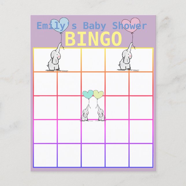 Prospectus 11,4 Cm X 14,2 Cm Cartes de Bingo Personnalisées Baby shower (Devant)