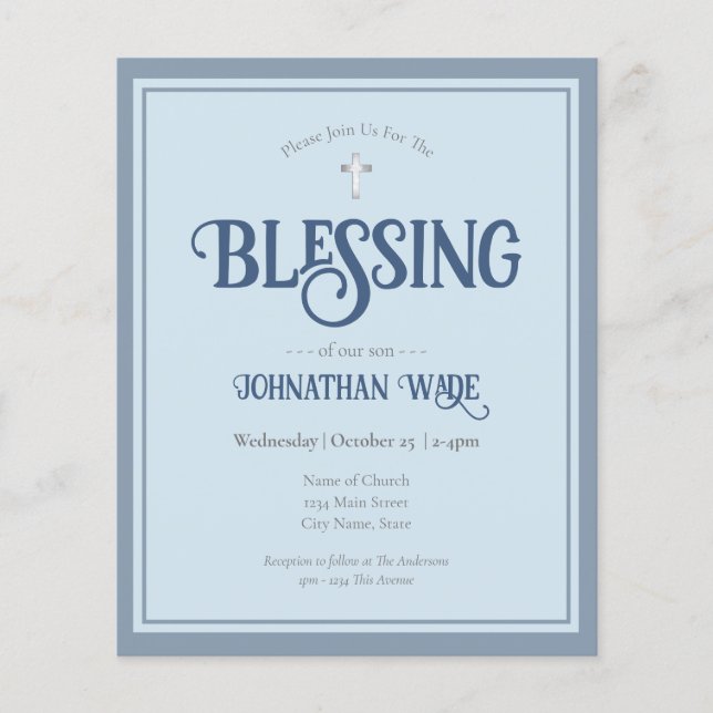 Prospectus 11,4 Cm X 14,2 Cm Cartes d'invitation Budget Baby Blessing (Devant)