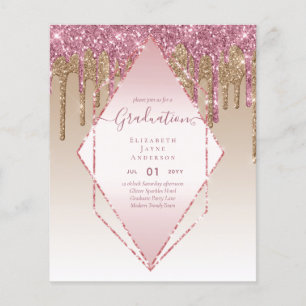 Prospectus 11,4 Cm X 14,2 Cm CARTES D'INVITATION DE FIN D'ÉTUDES - Fille Glamou