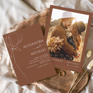 Prospectus 11,4 Cm X 14,2 Cm Cartes d'invitation de mariage florales bohèmes à 