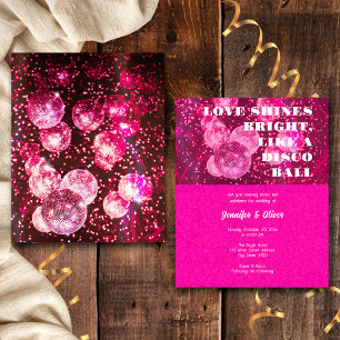 Prospectus 11,4 Cm X 14,2 Cm Carton d'invitation de mariage disco boule rose ch