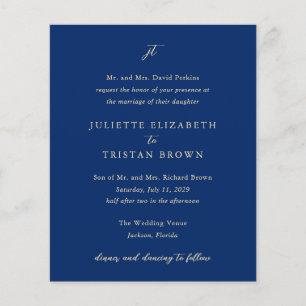 Prospectus 11,4 Cm X 14,2 Cm Carton d'invitation de mariage élégant bleu marine