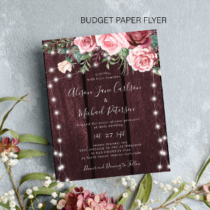 Prospectus 11,4 Cm X 14,2 Cm Carton d'invitation de mariage rustique bordeaux r