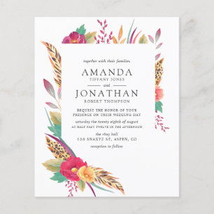 Prospectus 11,4 Cm X 14,2 Cm Carton d'invitation de mariage safari floral aquar