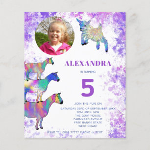 Prospectus 11,4 Cm X 14,2 Cm Carton d'invitation Violet pour les 5 ans de votre