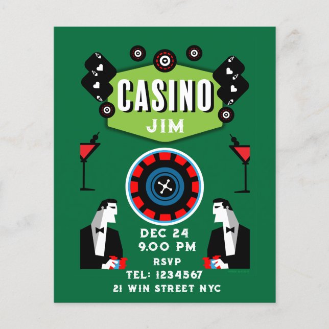 Prospectus 11,4 Cm X 14,2 Cm Casino Gambling Poker Roulette (Devant)