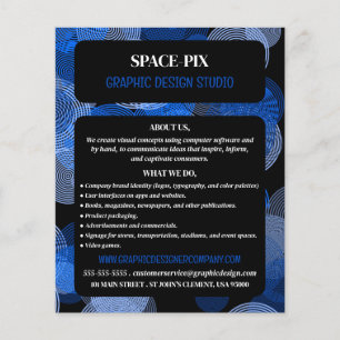 Prospectus 11,4 Cm X 14,2 Cm Cercles Graphiques Bleus, Graphic Designer publici