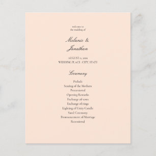 Prospectus 11,4 Cm X 14,2 Cm Cérémonie de Mariage Budget Blush Pink Pastel