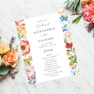 Prospectus 11,4 Cm X 14,2 Cm Cérémonie de Mariage de fleurs multicolores du pri