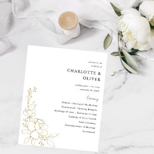 Prospectus 11,4 Cm X 14,2 Cm Cérémonie de Mariage floral avec or Budget