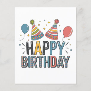 Prospectus 11,4 Cm X 14,2 Cm Chapeaux de fête d'anniversaire joyeux