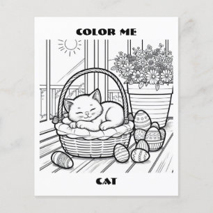 Prospectus 11,4 Cm X 14,2 Cm Chat Dans Le Panier Couleur Me Coloration Pages Pe