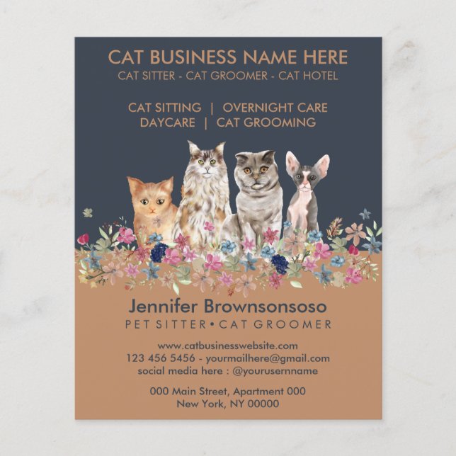 Prospectus 11,4 Cm X 14,2 Cm Chats mignons marron navy (Devant)