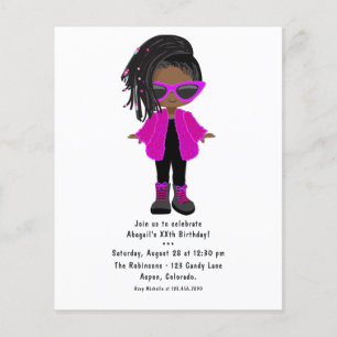 Prospectus 11,4 Cm X 14,2 Cm Chaud rose Fashion Black Girl Party Invitation