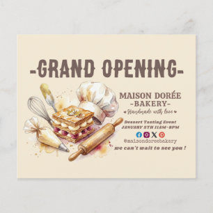 Prospectus 11,4 Cm X 14,2 Cm Chef Pâtissier Boulangerie Traiteur Ouverture Gran