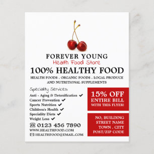 Prospectus 11,4 Cm X 14,2 Cm Cherry Fruit, Health Food Store Advertising